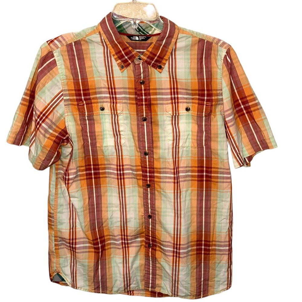 Men's The North Face Plaid Button Down Short Sleeve Shirt Size Large‎